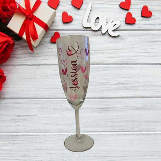 Personalised Hearts Prosecco Glass