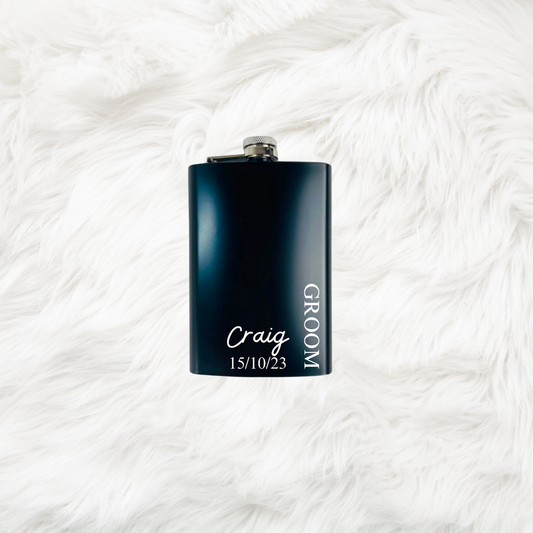 Personalised 9oz Matte Black Hipflask