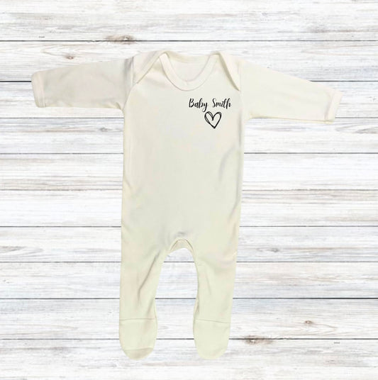 Personalised Baby Sleepsuit/rompersuit - White