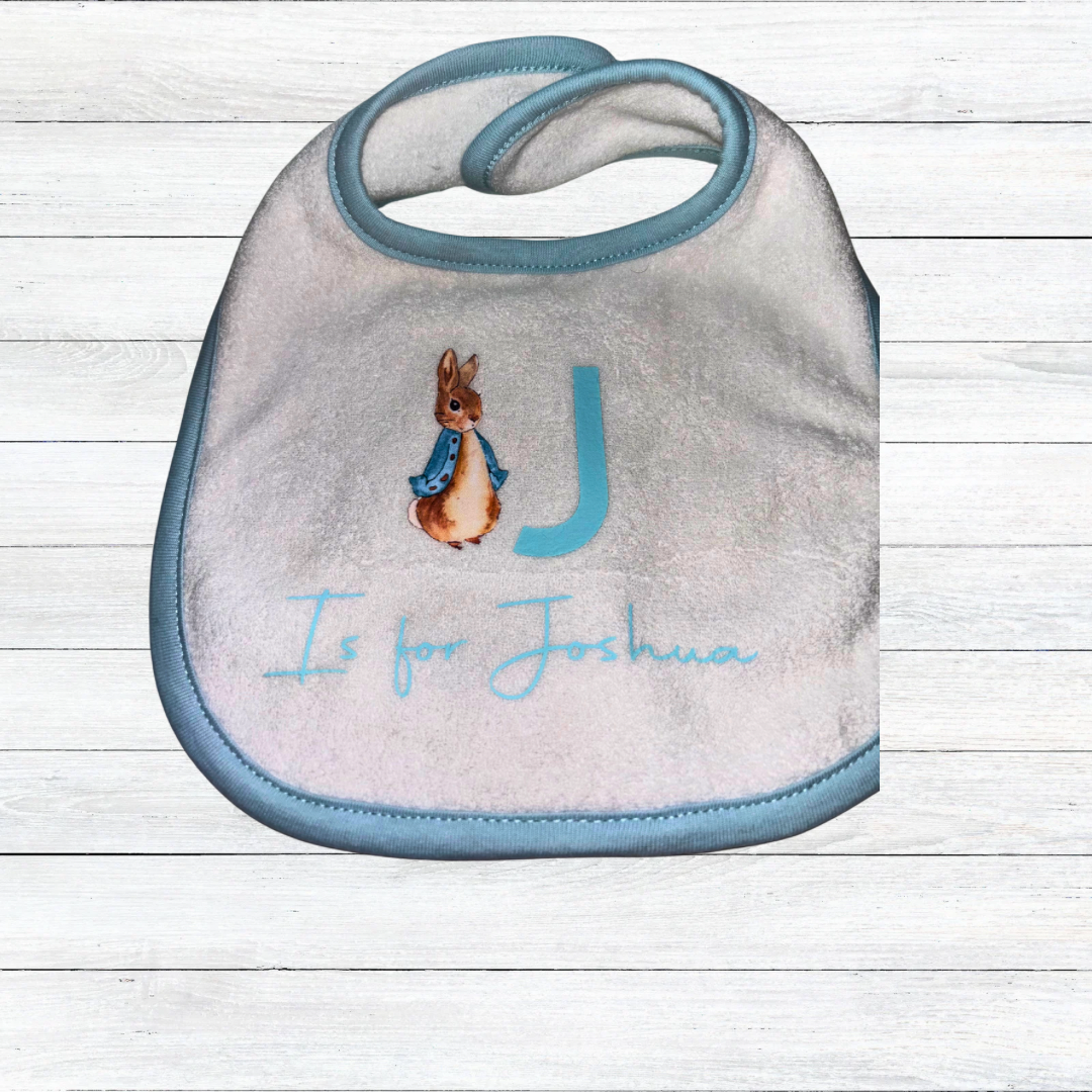 Personalised Rabbit baby bib