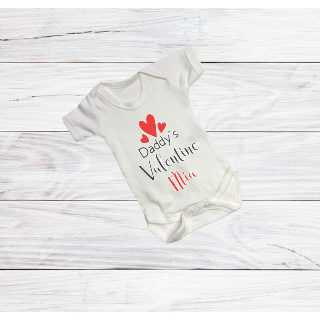 Personalised Daddy’s Valentine Baby Short Sleeved Bodysuit