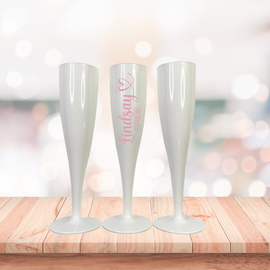 Personalised White Plastic Prosecco Flute