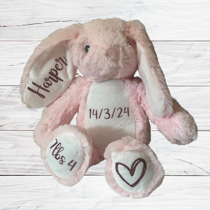 Personalised Bunny Soft Toy New Baby/Flower girl/Paige Boy/Easter Gift