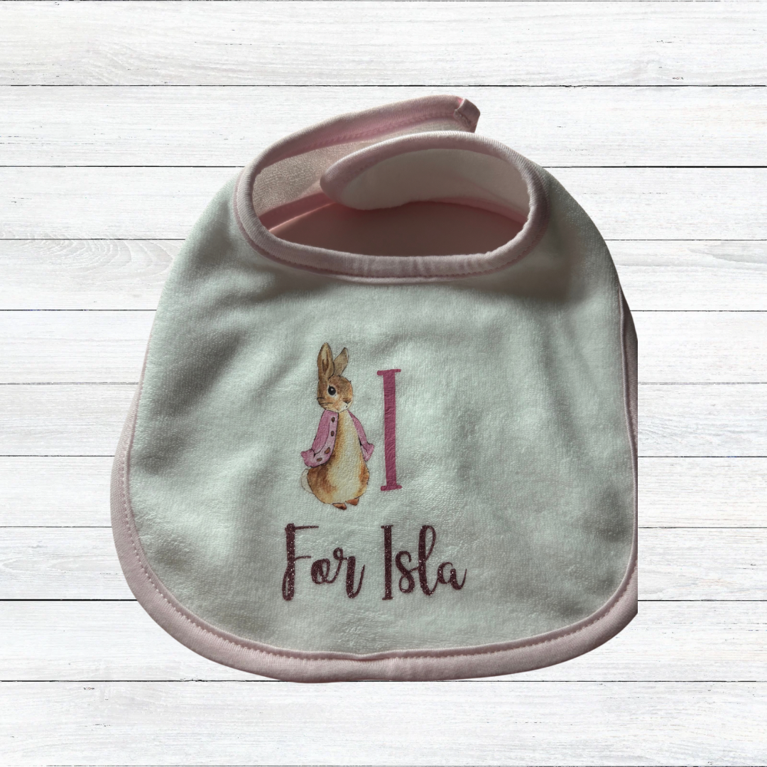 Personalised Rabbit baby bib