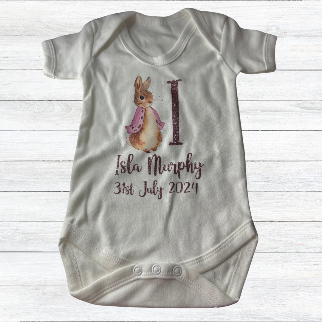 Personalised bunny new baby bodysuit